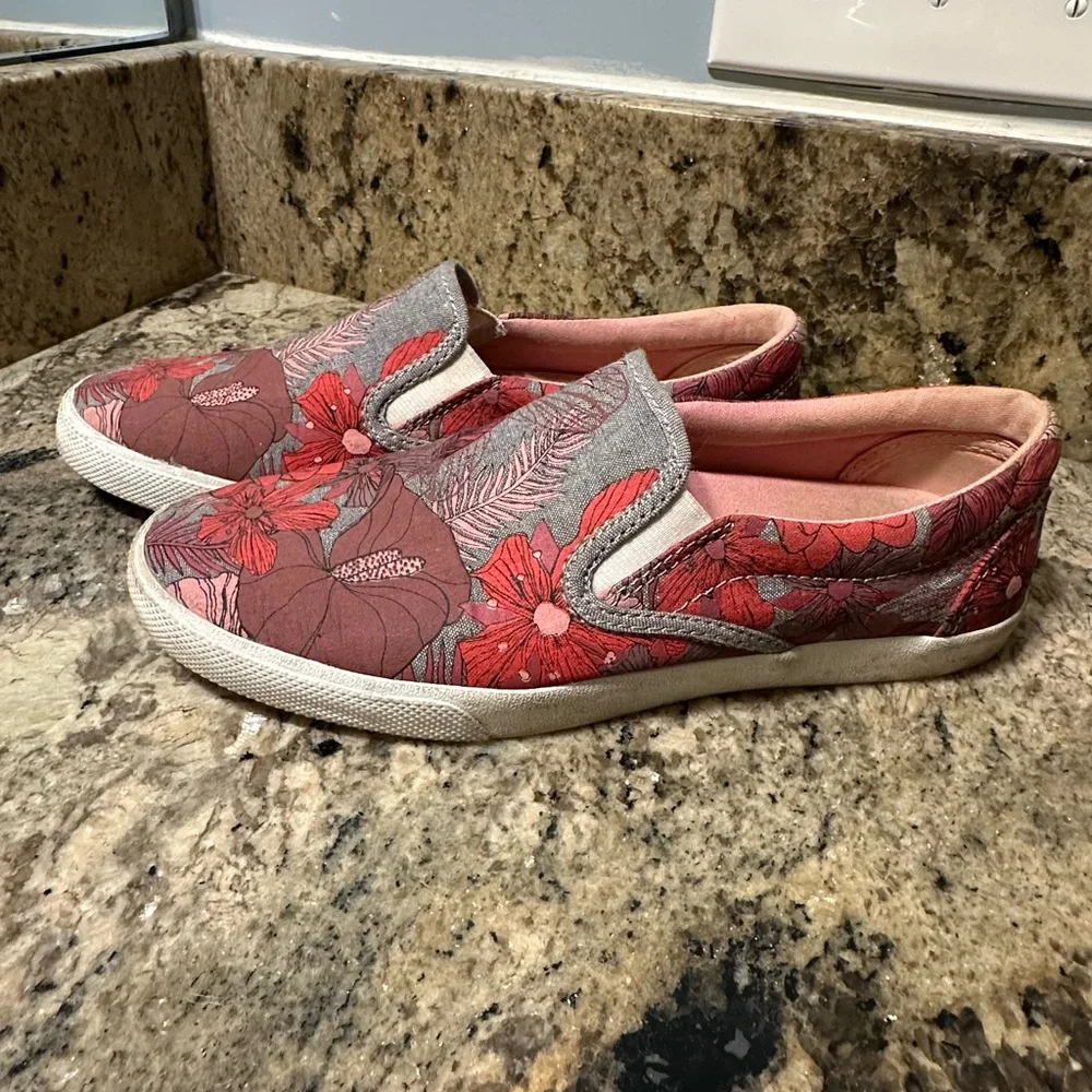 Bucket Feet Red and Gray‎ Sneakers with Floral Pattern